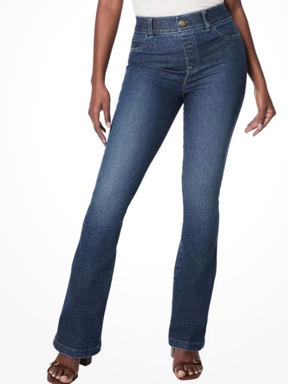 Spanx Spanxshape EveryWear Pull-On Flare Jeans in Midnight Blue Small-petite
